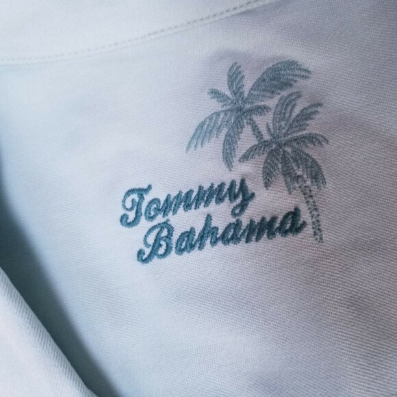 Tommy Bahama Men's Large Casual Button-Down Shirt in Blue Silk One Pocket - Picture 7 of 9